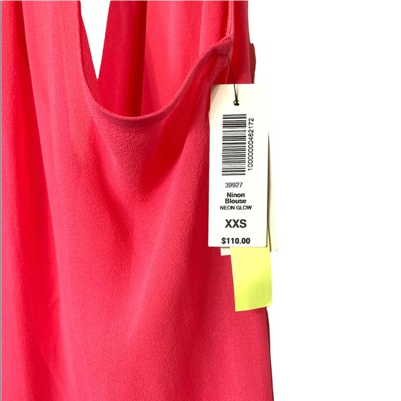 XXS•NWT•ARITZIA•WILFRED•100% SILK NEON GLOW FLOWY BLOUSE• - Picture 6 of 7